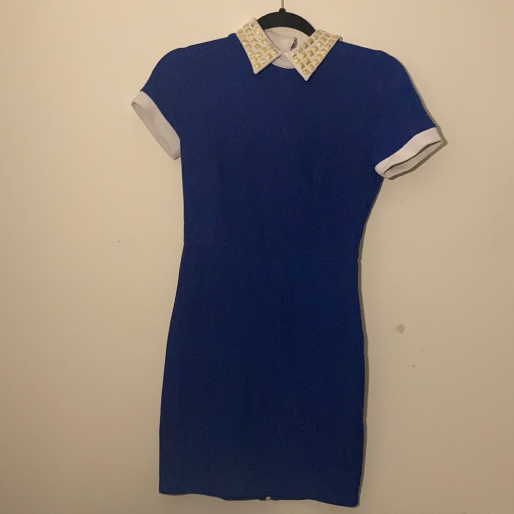 Lapel/collar zipper bodycon dress